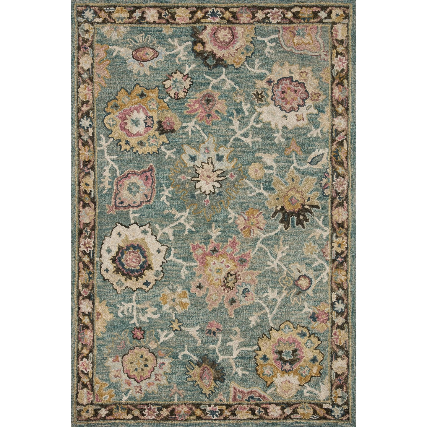 Tappeto Alexander Home Megan Floral lavorato a mano in lana al 100%