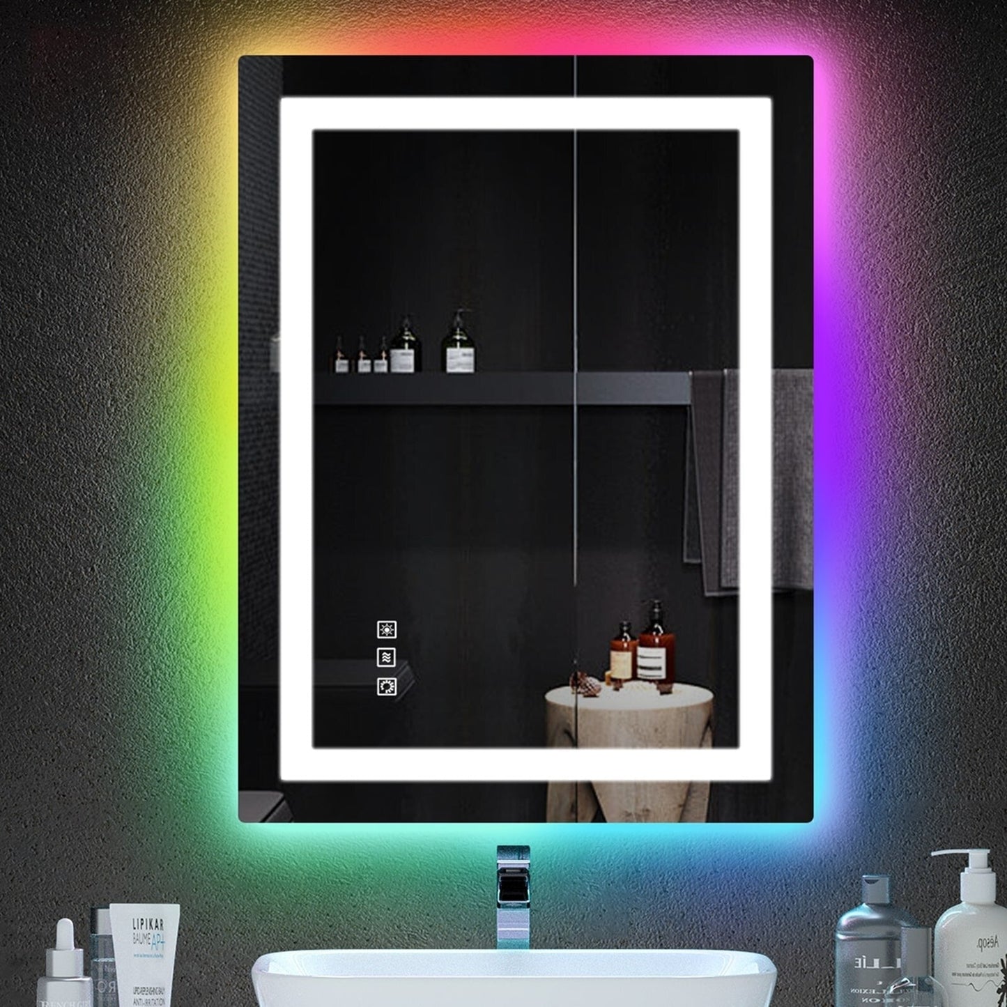 Specchio da bagno antiappannamento retroilluminato RGB e frontale a LED