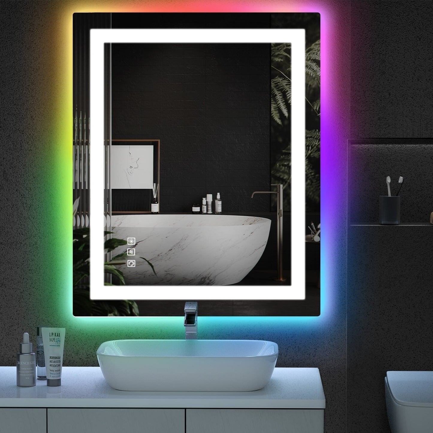 Specchio da bagno antiappannamento retroilluminato RGB e frontale a LED