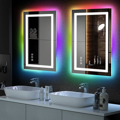 Specchio da bagno antiappannamento retroilluminato RGB e frontale a LED