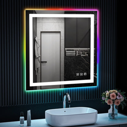 Specchio da bagno antiappannamento retroilluminato RGB e frontale a LED