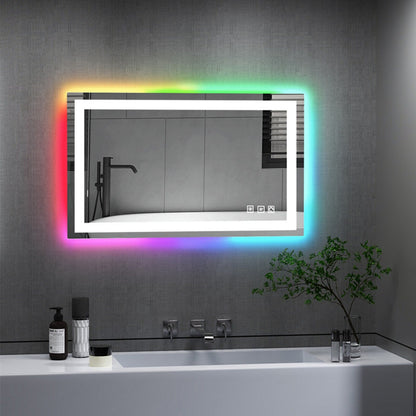 Specchio da bagno antiappannamento retroilluminato RGB e frontale a LED