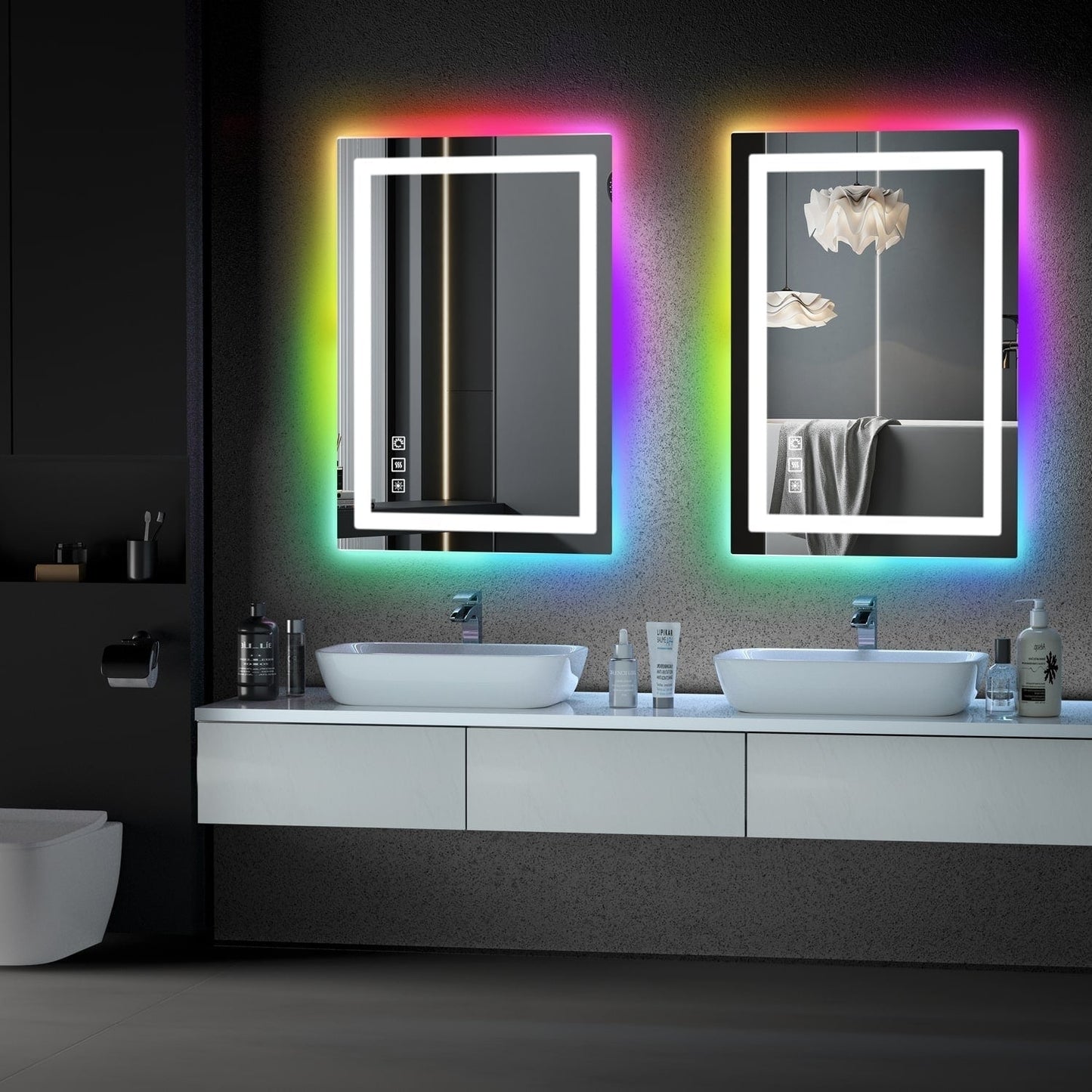 Specchio da bagno antiappannamento retroilluminato RGB e frontale a LED