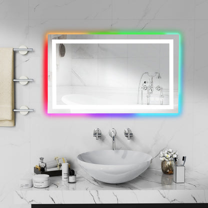 Specchio da bagno antiappannamento retroilluminato RGB e frontale a LED