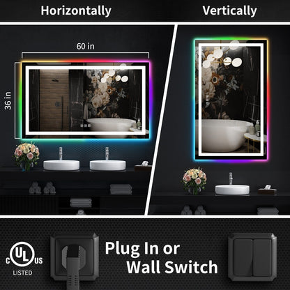 Specchio da bagno antiappannamento retroilluminato RGB e frontale a LED