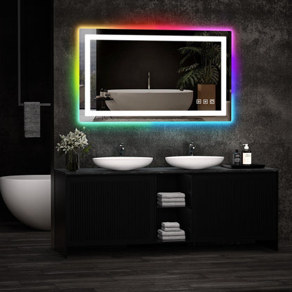 Specchio da bagno antiappannamento retroilluminato RGB e frontale a LED