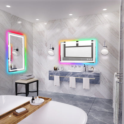 Specchio da bagno antiappannamento retroilluminato RGB e frontale a LED