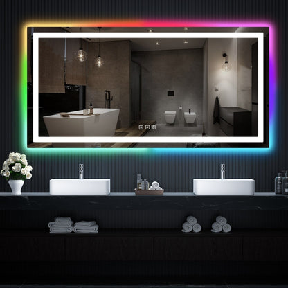 Specchio da bagno antiappannamento retroilluminato RGB e frontale a LED