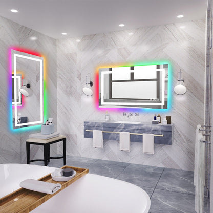 Specchio da bagno antiappannamento retroilluminato RGB e frontale a LED