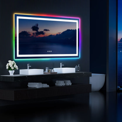 Specchio da bagno antiappannamento retroilluminato RGB e frontale a LED