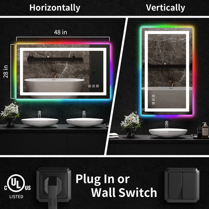 Specchio da bagno antiappannamento retroilluminato RGB e frontale a LED