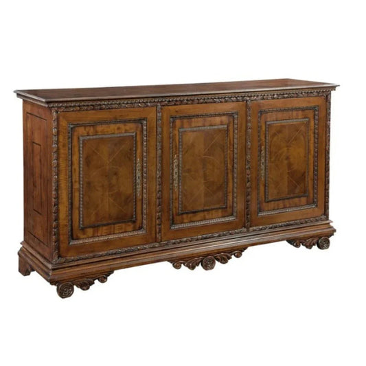 Credenza in legno con rifiniture a nastro