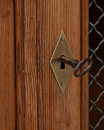 Antico mobiletto francese in legno con rete metallica, circa 1860