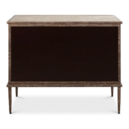 Credenza rivestita in pelle di zigrino grigio antico