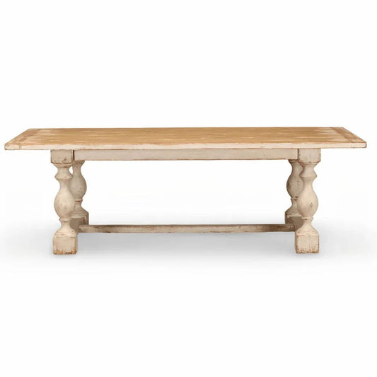 Tavolo da pranzo rustico bianco con cavalletto in stile fattoria