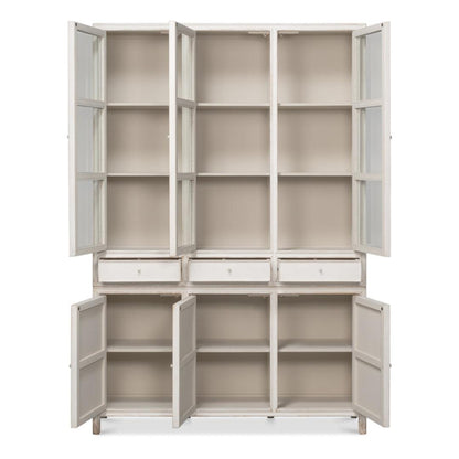 Vetrina antica con ante in vetro bianco anticato