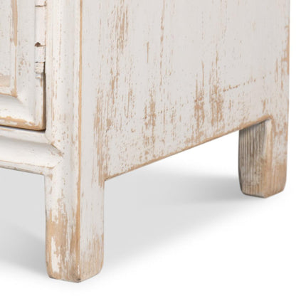 Vetrina antica con ante in vetro bianco anticato