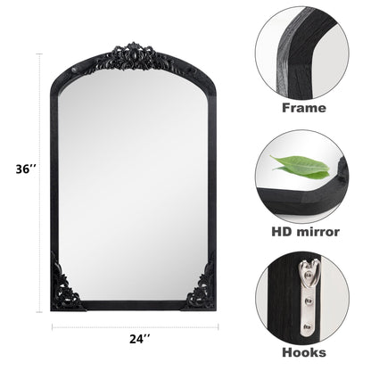 Specchio da pavimento intagliato in legno massello a tutta lunghezza ad arco