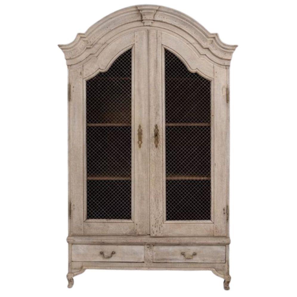 Mobiletto francese decorato ad arco con ante in rete metallica, circa 1860