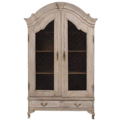 Mobiletto francese decorato ad arco con ante in rete metallica, circa 1860