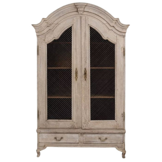 Mobiletto francese decorato ad arco con ante in rete metallica, circa 1860