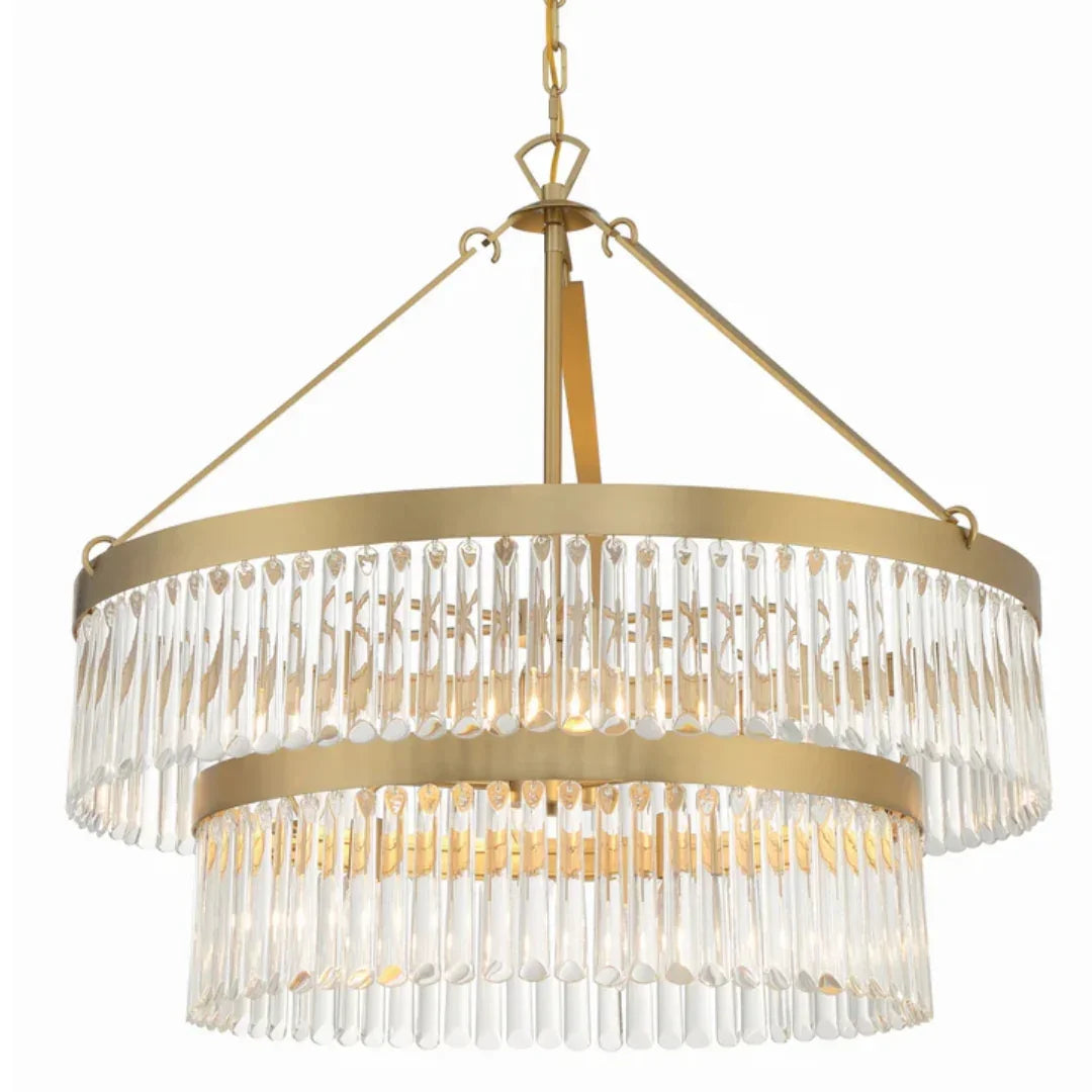 Lampadario a prisma in vetro Art Déco