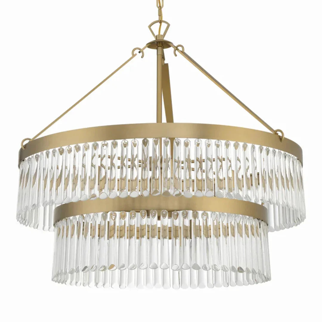 Lampadario a prisma in vetro Art Déco