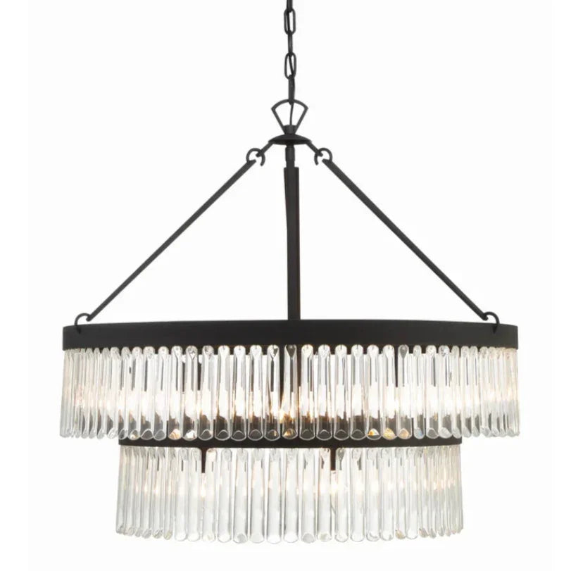 Lampadario a prisma in vetro Art Déco