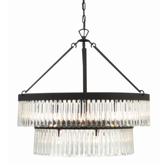 Lampadario a prisma in vetro Art Déco