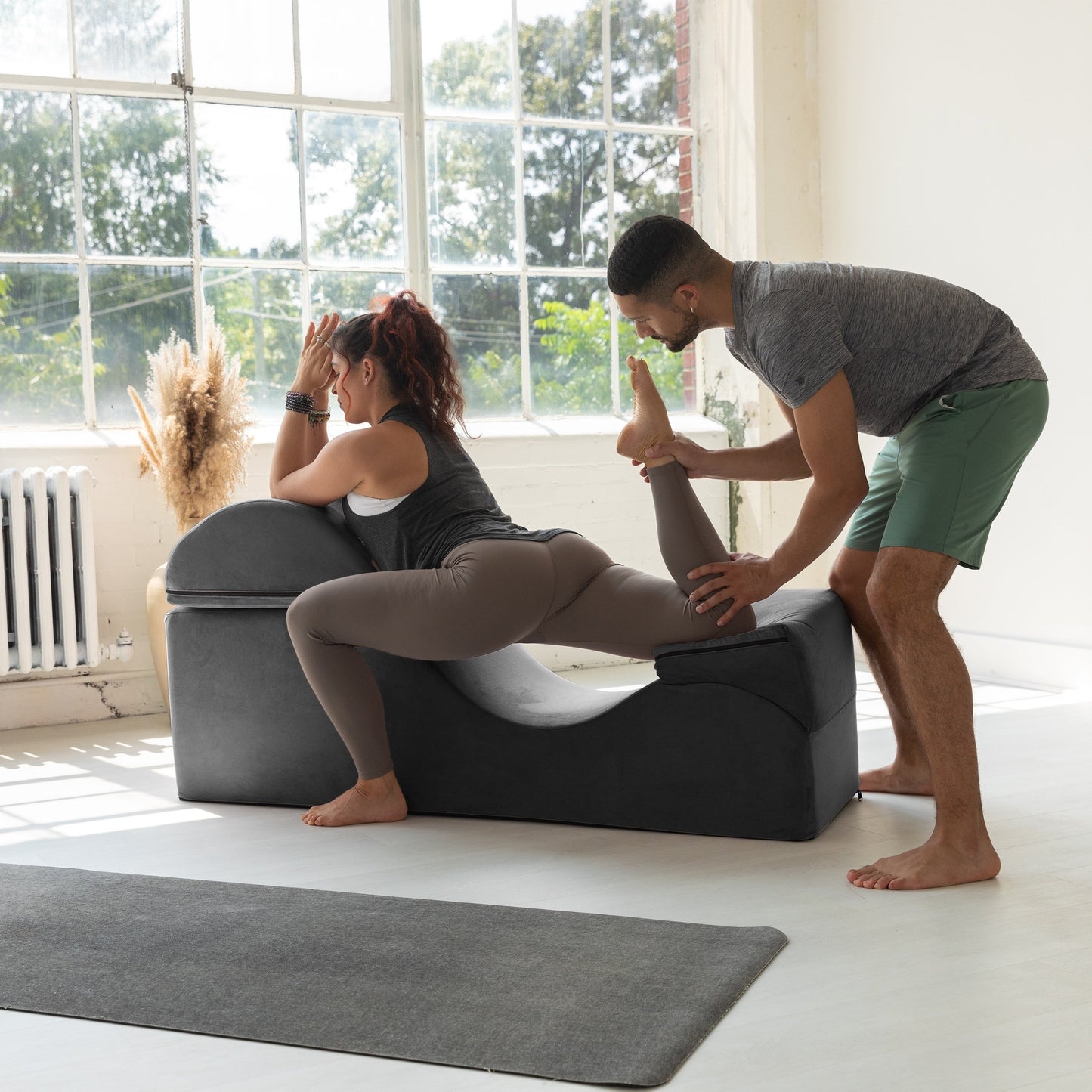 Chaise longue convertibile Avana Kami / Yoga e massaggio - Pouf 2 in 1 con poltrona da yoga pieghevole nascosta, microvelluto - N/D