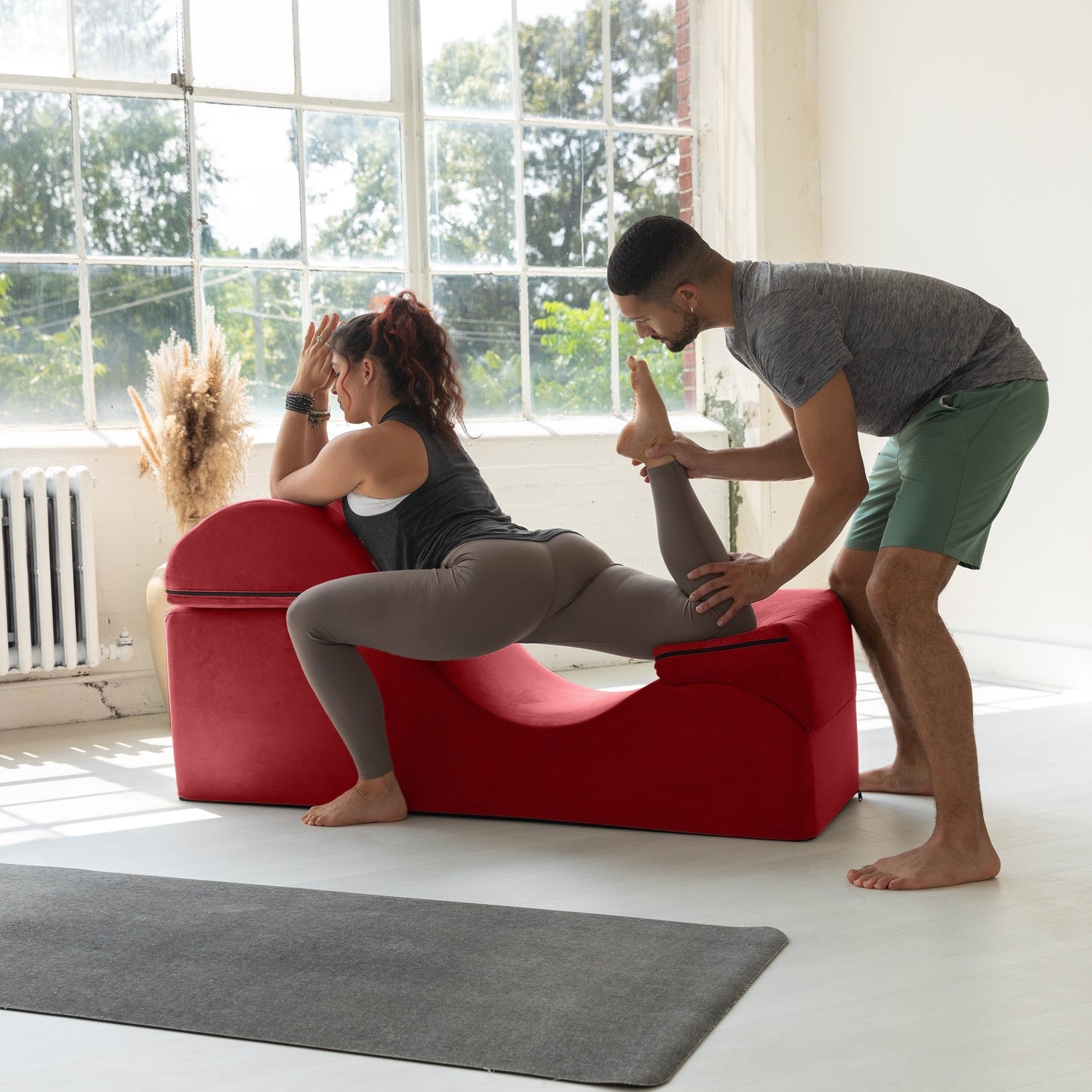 Chaise longue convertibile Avana Kami / Yoga e massaggio - Pouf 2 in 1 con poltrona da yoga pieghevole nascosta, microvelluto - N/D