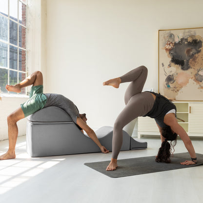 Chaise longue convertibile Avana Kami / Yoga e massaggio - Pouf 2 in 1 con poltrona da yoga pieghevole nascosta, microvelluto - N/D