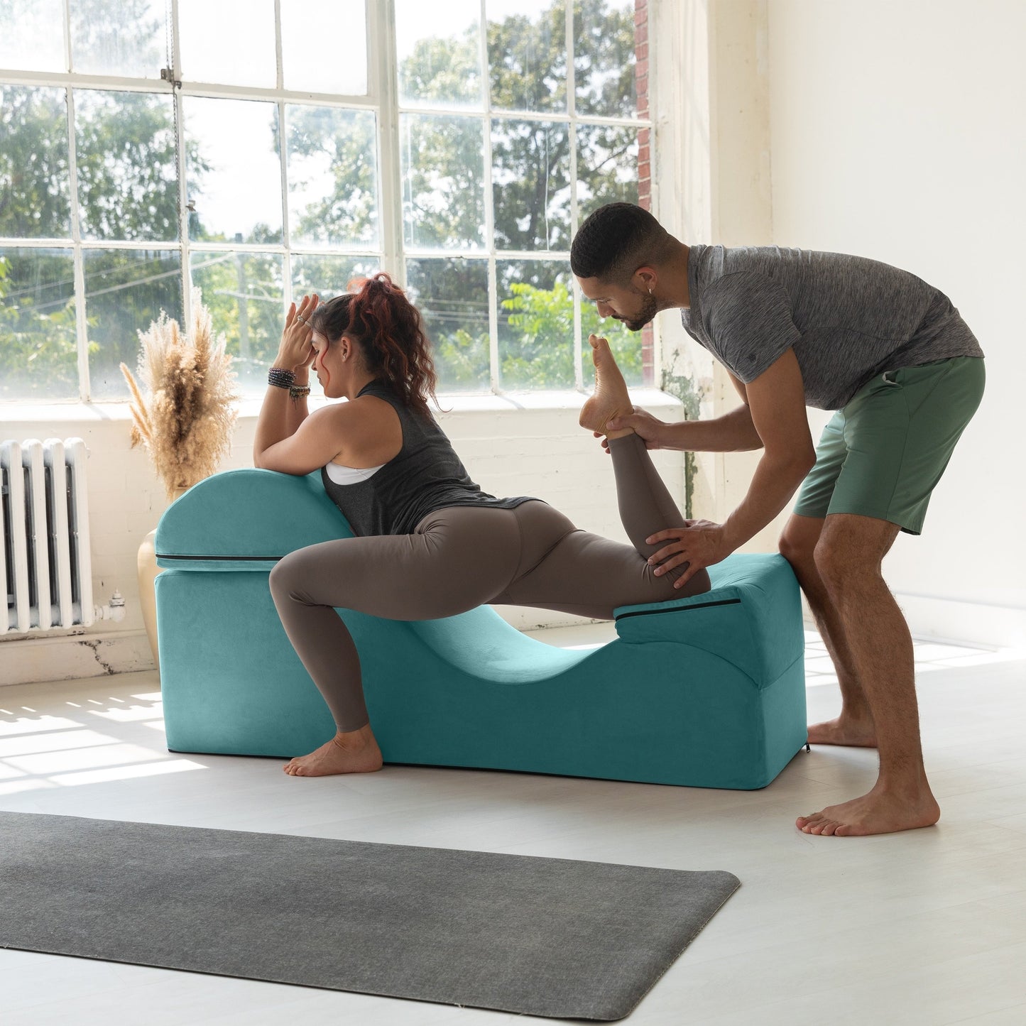 Chaise longue convertibile Avana Kami / Yoga e massaggio - Pouf 2 in 1 con poltrona da yoga pieghevole nascosta, microvelluto - N/D
