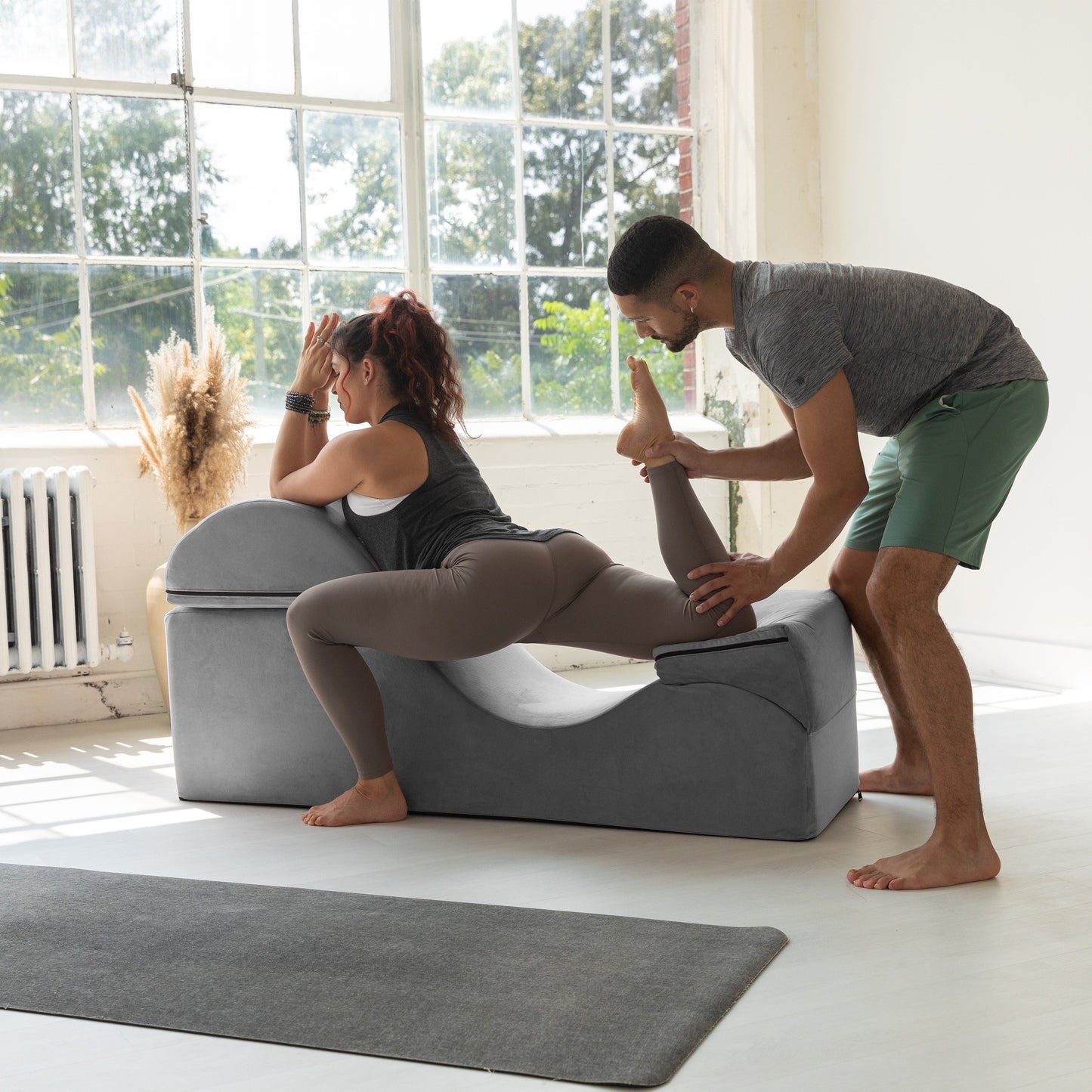 Chaise longue convertibile Avana Kami / Yoga e massaggio - Pouf 2 in 1 con poltrona da yoga pieghevole nascosta, microvelluto - N/D
