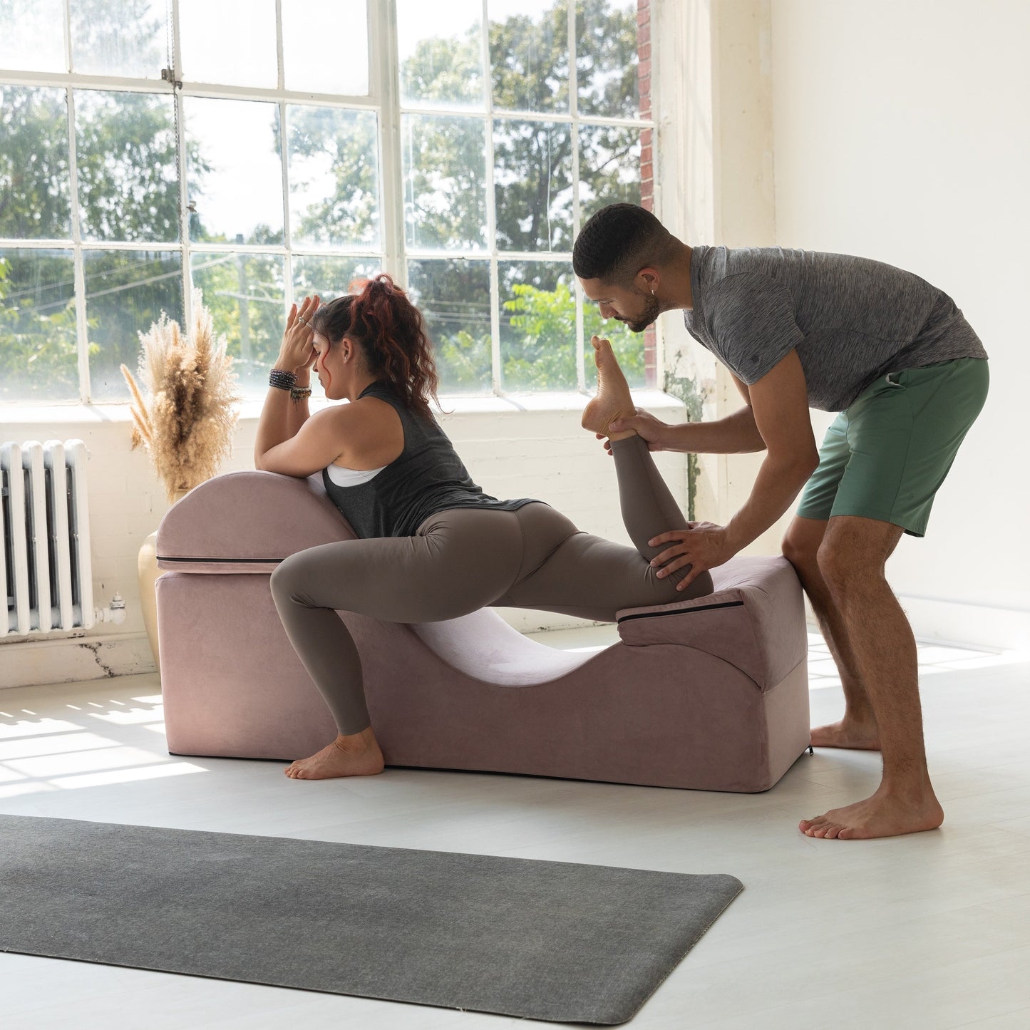 Chaise longue convertibile Avana Kami / Yoga e massaggio - Pouf 2 in 1 con poltrona da yoga pieghevole nascosta, microvelluto - N/D