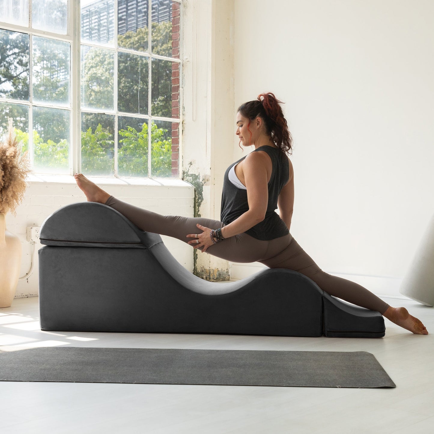 Chaise longue convertibile Avana Kami / Yoga e massaggio - Pouf 2 in 1 con poltrona da yoga pieghevole nascosta, microvelluto - N/D