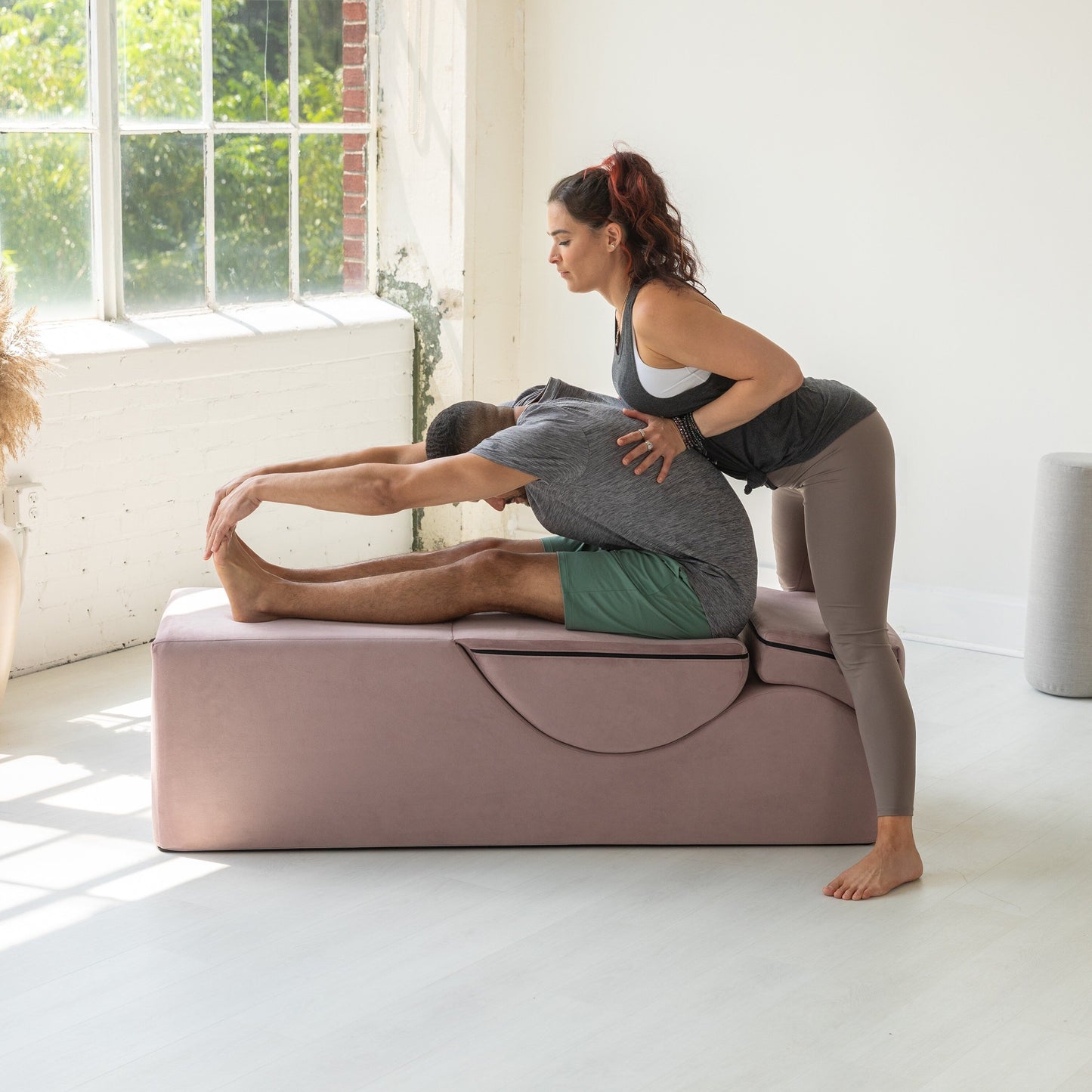 Chaise longue convertibile Avana Kami / Yoga e massaggio - Pouf 2 in 1 con poltrona da yoga pieghevole nascosta, microvelluto - N/D