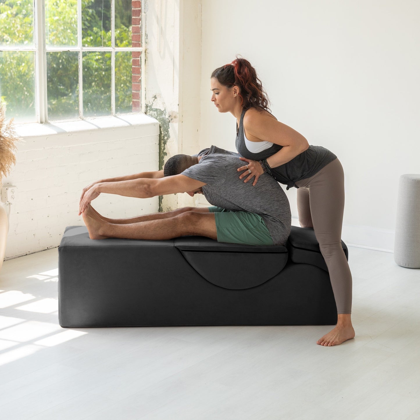 Chaise longue convertibile Avana Kami / Yoga e massaggio - Pouf 2 in 1 con poltrona da yoga pieghevole nascosta, microvelluto - N/D