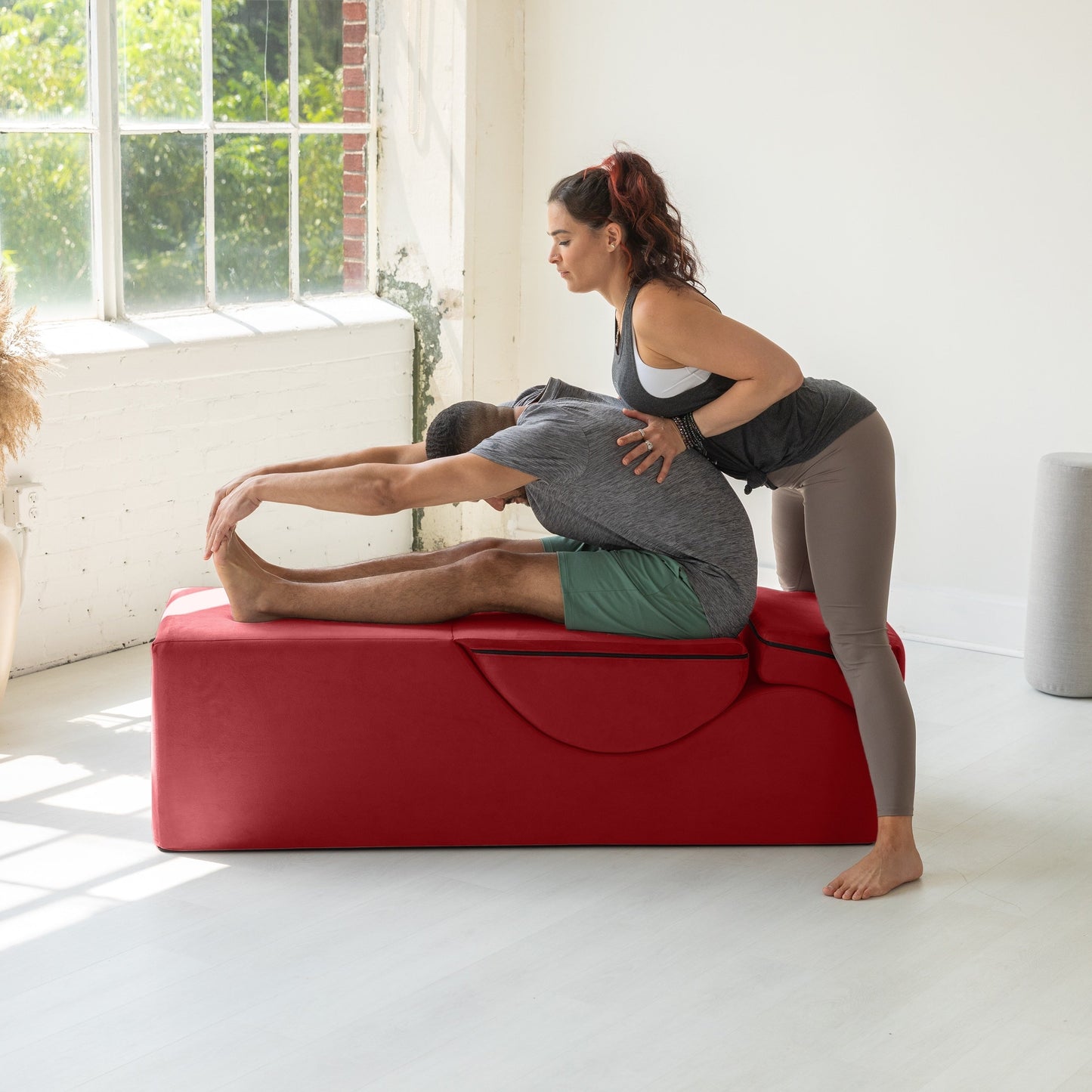 Chaise longue convertibile Avana Kami / Yoga e massaggio - Pouf 2 in 1 con poltrona da yoga pieghevole nascosta, microvelluto - N/D