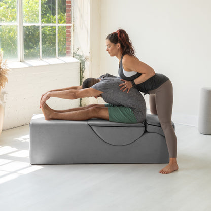 Chaise longue convertibile Avana Kami / Yoga e massaggio - Pouf 2 in 1 con poltrona da yoga pieghevole nascosta, microvelluto - N/D