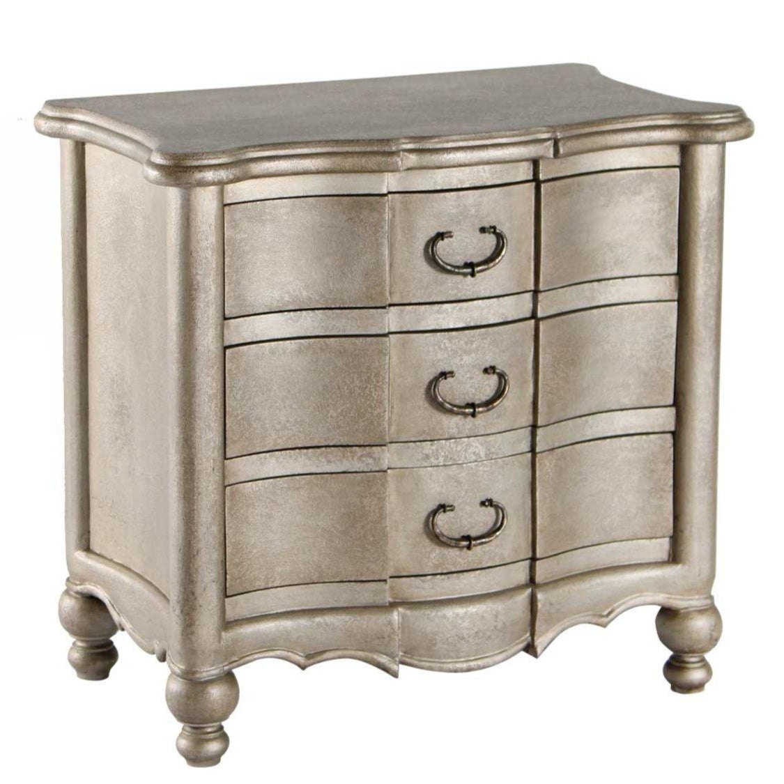 Cassettiera laterale dipinta in argento veneziano