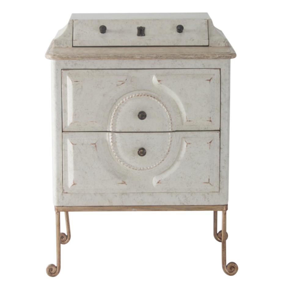 Comodino con cassetto segreto in stile shabby chic francese