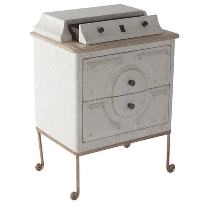 Comodino con cassetto segreto in stile shabby chic francese