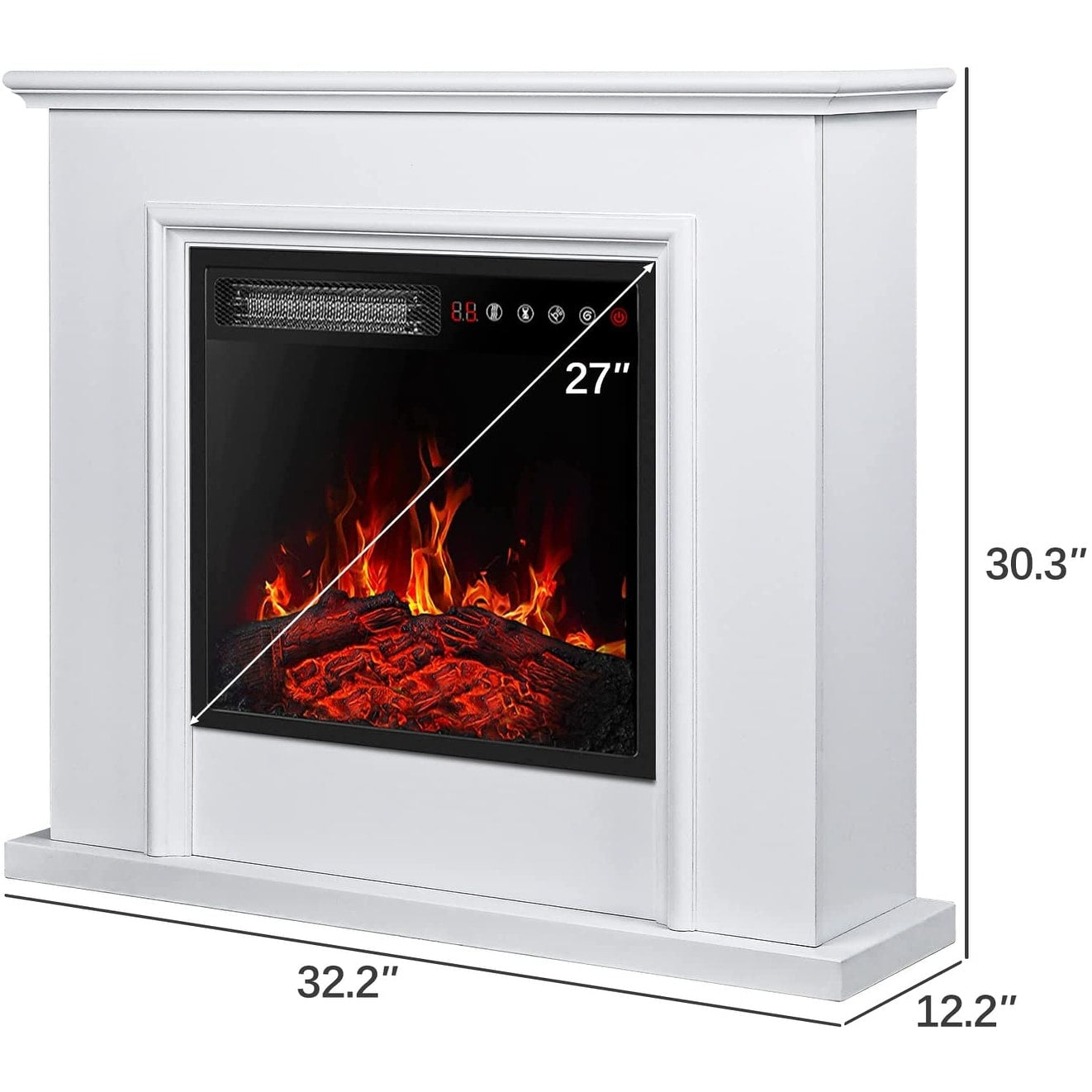 Camino elettrico BOSSIN 43 con mensola, inserto per camino elettrico da 23 pollici, mobile porta TV indipendente con camino in legno