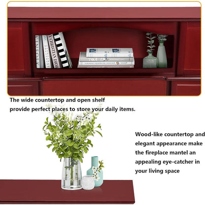 Camino elettrico BOSSIN 43 con mensola, inserto per camino elettrico da 23 pollici, mobile porta TV indipendente con camino in legno
