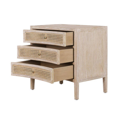 Cassettiera laterale curva naturale con cassetti in canna