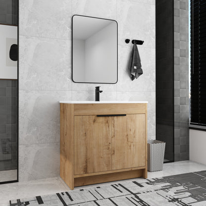 Beingnext 24/30/36 Mobile bagno con lavabo, mobile bagno indipendente con anta a chiusura ammortizzata e ripiano regolabile