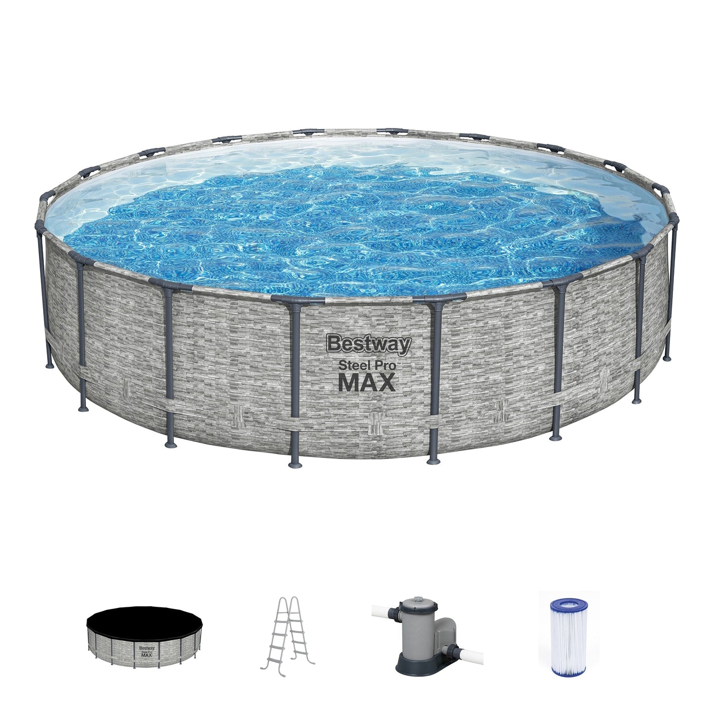 Piscina fuori terra rotonda Bestway Steel Pro MAX con pompa e copertura