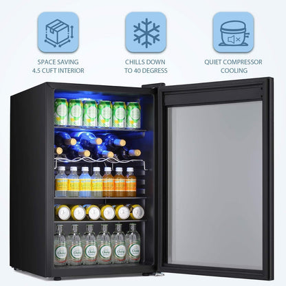 Cantinetta frigo da 4,4 piedi cubi con luci LED e pulsanti touch, ripiani rimovibili, meno di 38 dB