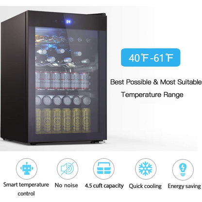 Cantinetta frigo da 4,4 piedi cubi con luci LED e pulsanti touch, ripiani rimovibili, meno di 38 dB